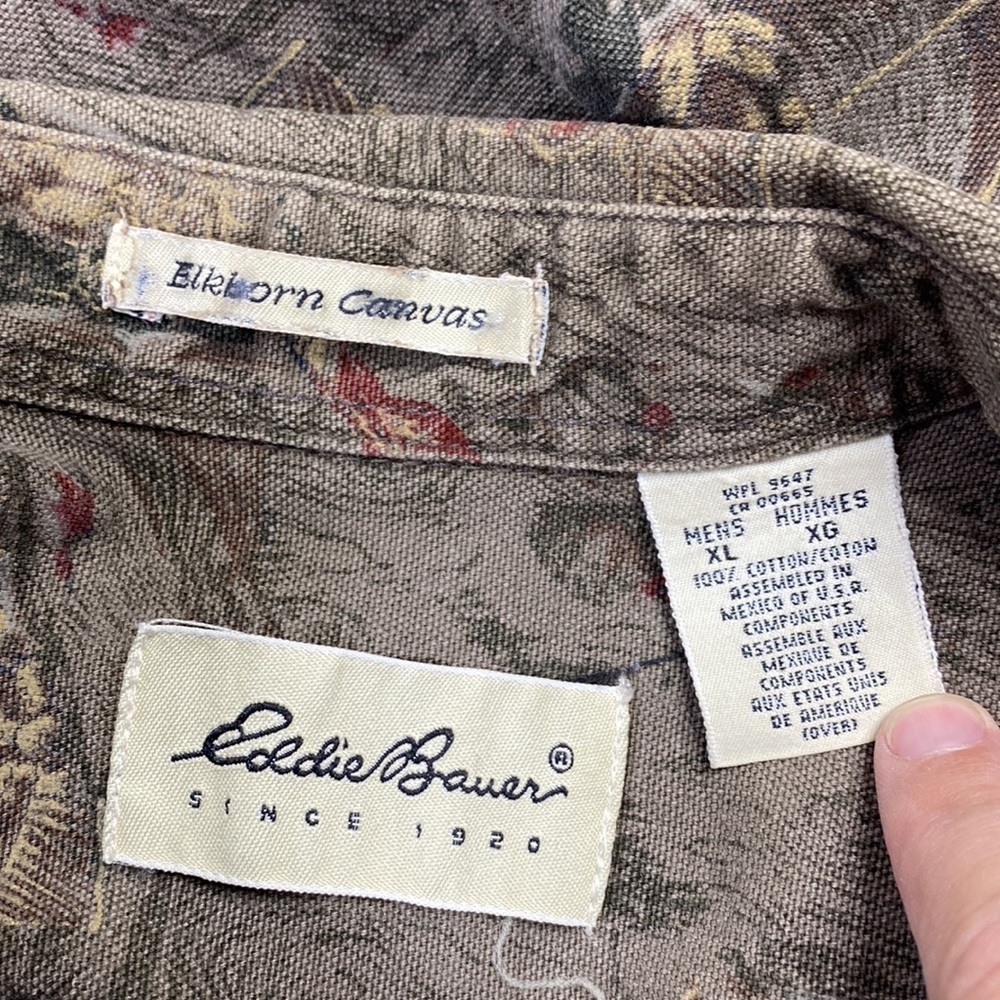 Vintage Eddie Bauer Elkhorn Elk Canvas Button Up Long Sleeve Shirt XL - Picture 7 of 8